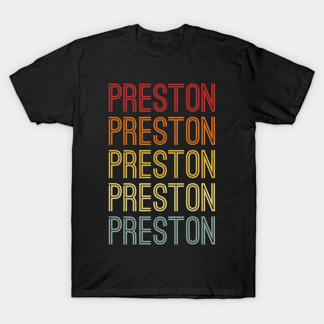 Preston Name Vintage Retro Pattern T-Shirt by CoolDesignsDz